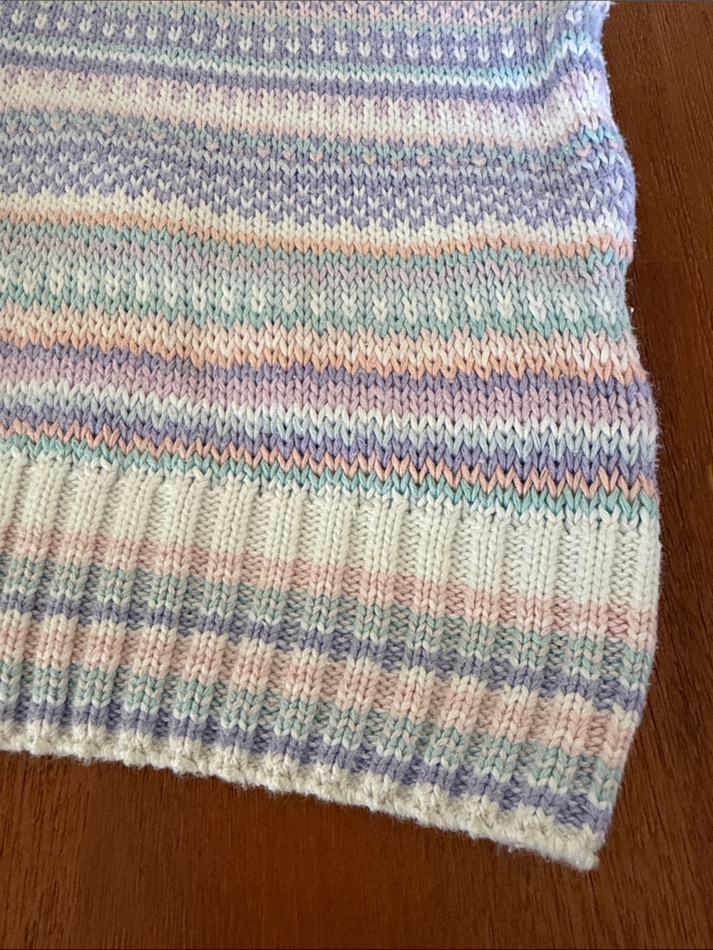 Lord & Taylor Pastel Striped Sleeveless Crewneck Sweater Vest - Picture 4 of 9